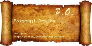 Pozsonyi Orsika névjegykártya